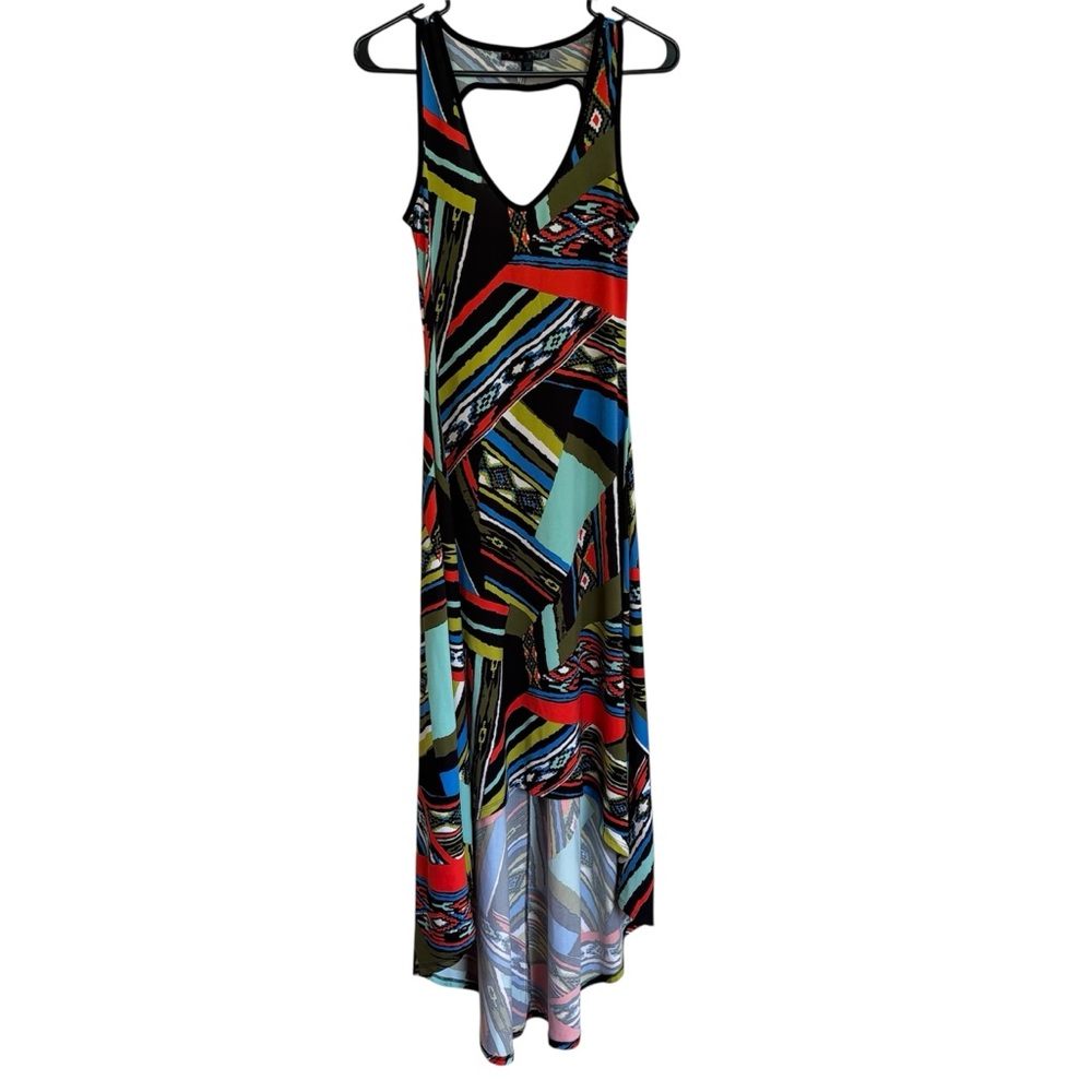SNAP Asymmetrical High-Low Aztec Geometric Maxi Sundress Women’s Size Medium